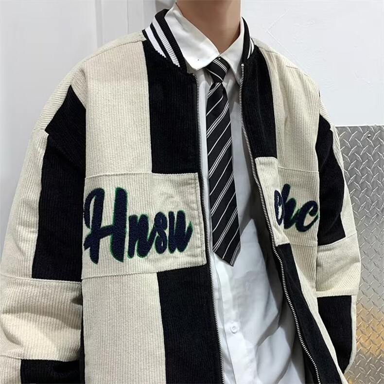 春季拼接灯芯绒外套男潮牌痞帅港风休闲百搭潮流棒球服JK933-P68,男装夹克,星座1103-3