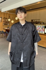 新中式风盘扣短袖衬衫男夏季高级感休闲衬衣812-CY518-P50，男装T恤，星座812
