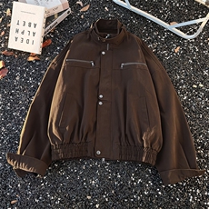 美式复古工装外套男秋冬季潮牌痞帅休闲短款立领夹克JK08577-P75，男装夹克，星座308B-2