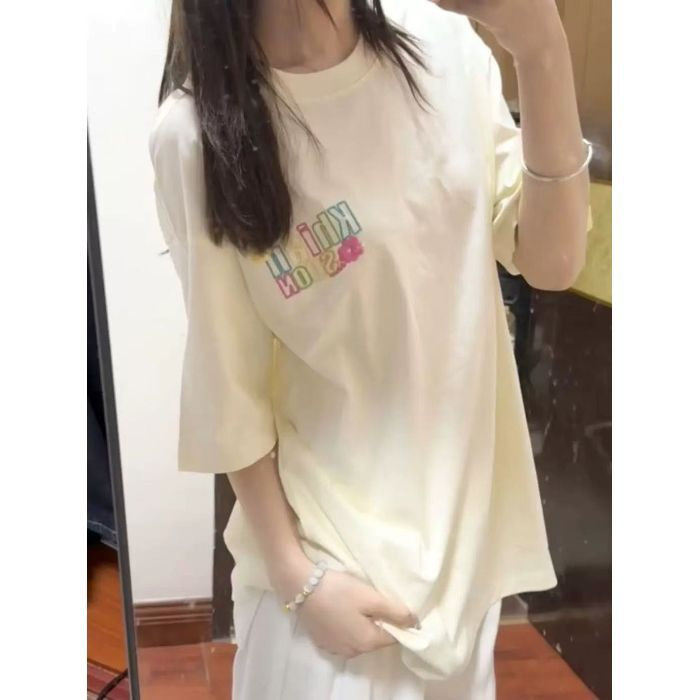 H0808-P35前后刺绣纯棉220克休闲宽松短袖t恤女,女装T恤,星座617A-2