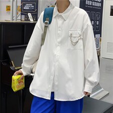 港风长袖衬衣外套男韩版高级感痞帅工装衬衫上衣服CS01358-P35，男装衬衫，星座308B-2