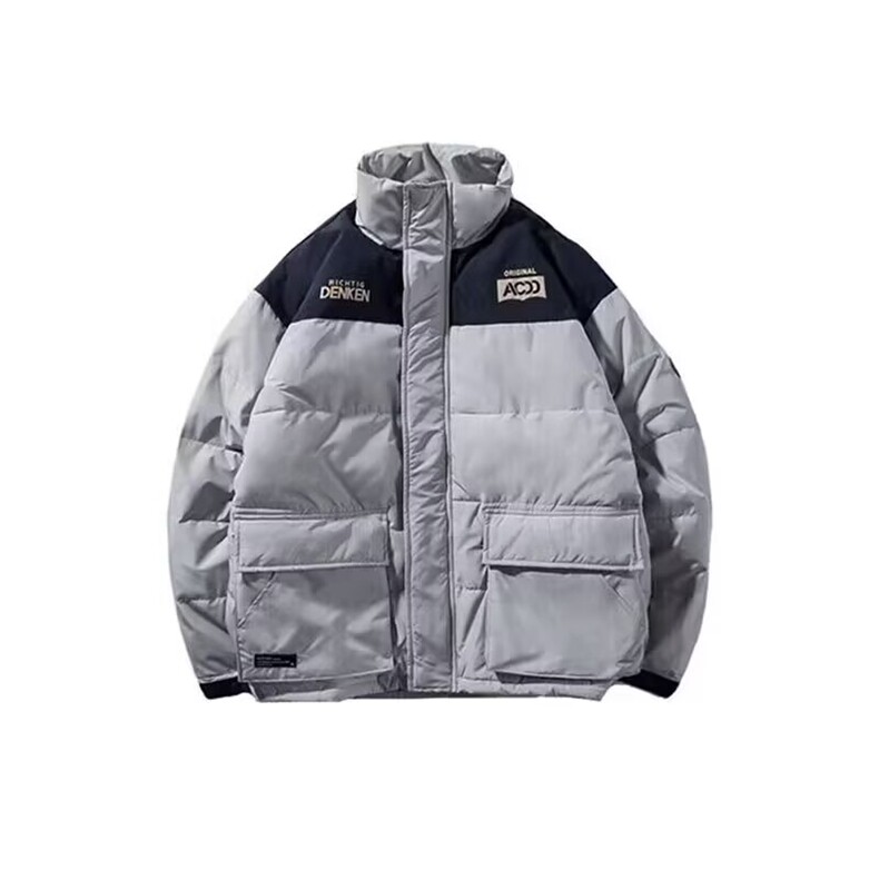 加绒加厚冬男女高领棉衣撞色工装大口袋印花面包服棉袄MY123P68,男装棉衣,星座1013-1