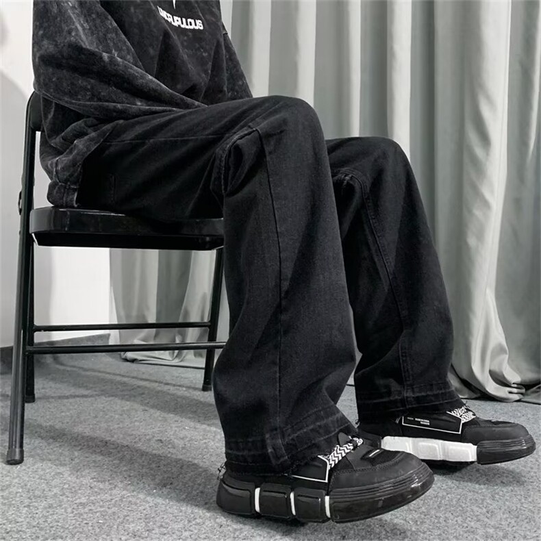 美式vibe裤子ins高街潮复古牛仔裤男款开叉微喇叭工装裤K3257-P39,男装牛仔裤,星座412