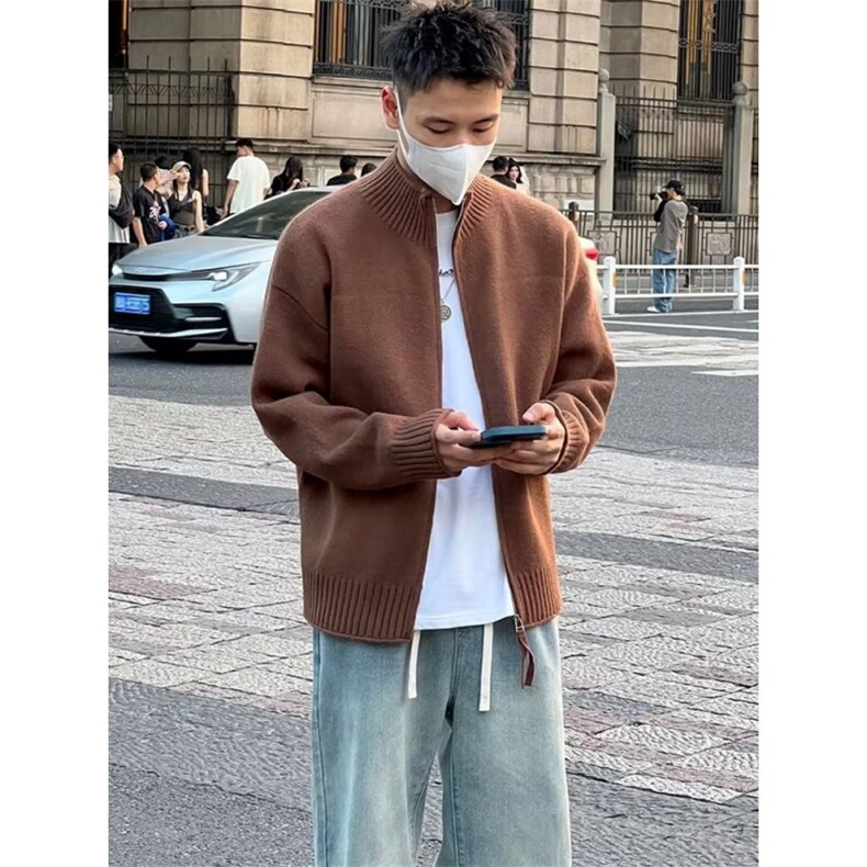 秋冬季新款男士立领拉链针织时尚修身拉链上衣简约净版气质外套潮,女装短外套,星座506A