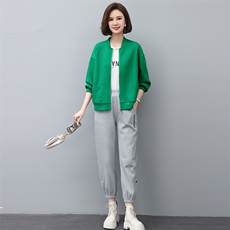 2022年秋季新款时尚短外套套装女宽松显瘦韩版气质两件套装裤子，女装套装/套裙，忆绮罗