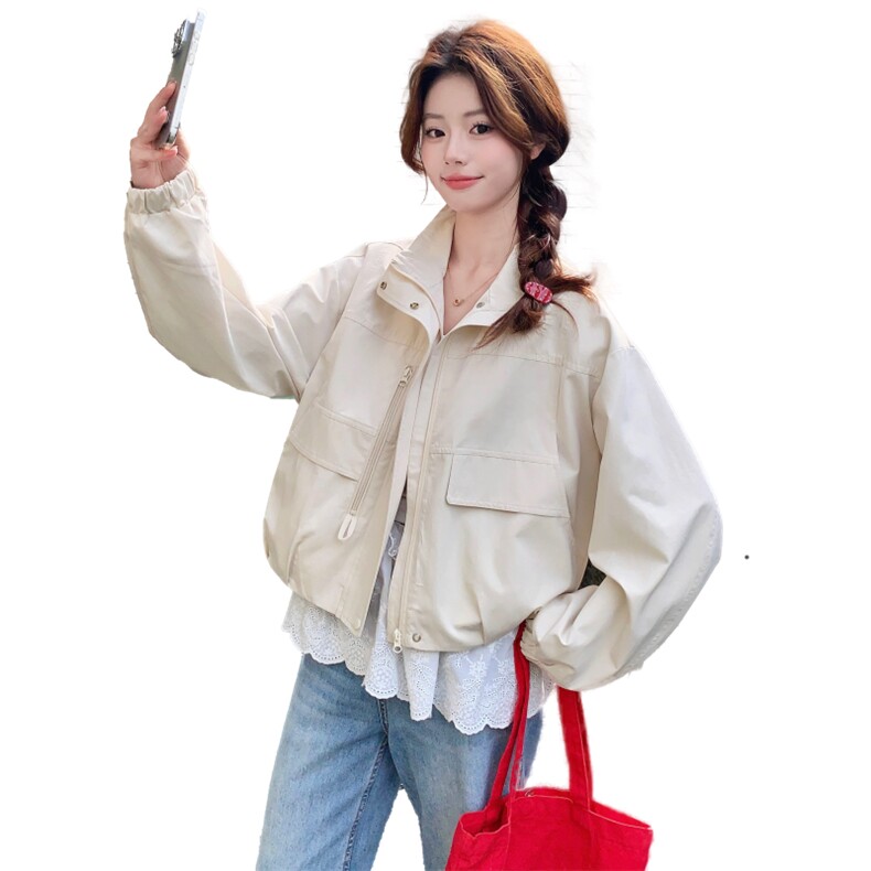 现货米白色春季新款外套女短款休闲宽松上衣2C353--721#P165K268,女装短外套,2C353