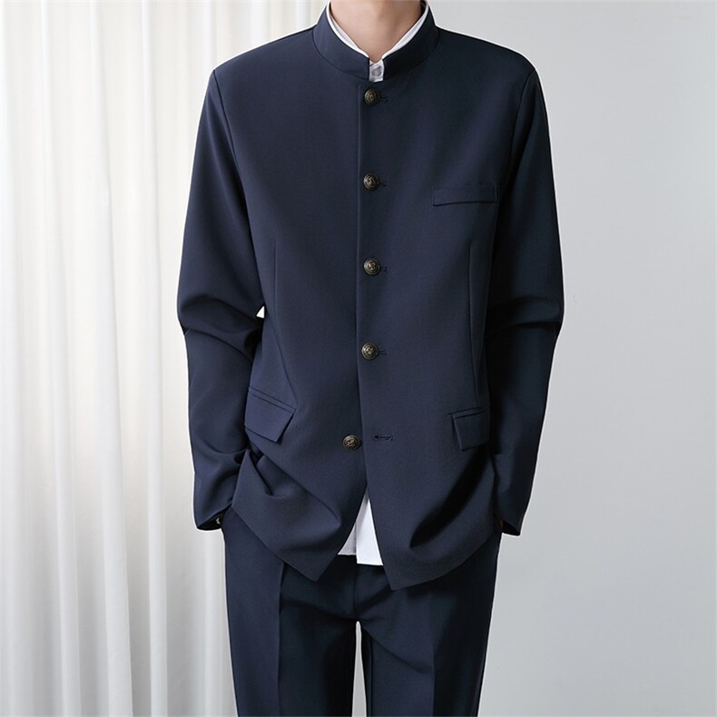 风春款男女立领单排扣西服新中式中山装大码S-5XL JK0071 P60图片
