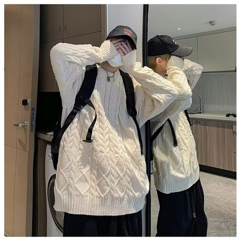 复古麻花毛衣男宽松慵懒风外套ins潮牌韩痞帅纯色针织衫MY066-P55,男装针织衫/毛衣,星座1001-1