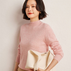 2025新款春秋季半高领羊绒衫女100纯羊绒针织衫女士羊绒毛衣图片