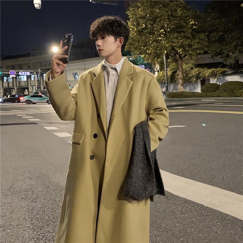 冬季新款韩版男士过膝毛呢大衣休闲长款呢料外套A430-DY27P128，男装毛呢大衣，电商A430（原星座702）