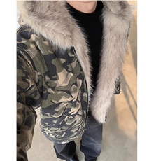 网图现货美式复古高街潮流迷彩长毛夹棉保暖棉服2299/P120，男装棉衣，星座205-3