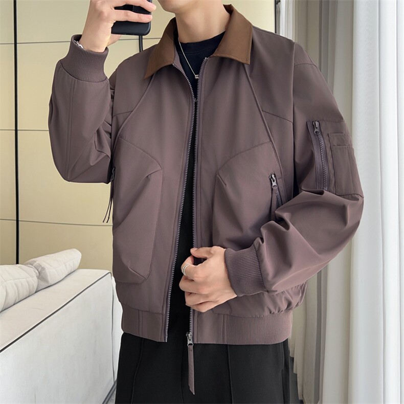 美式飞行员夹克男款解构弯刀短款外套廓形翻领棒球服JK02557-P70图片