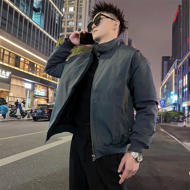 AY139/P128控168冬季社会小伙解构白底韩式修身保暖棉服男灰首,男装棉衣,星座305B-1