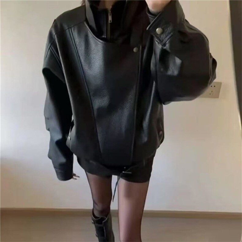 网图直播荔枝纹蛋白皮【伯明翰黑武士】外套JK501-P108,女装短外套,星座1213
