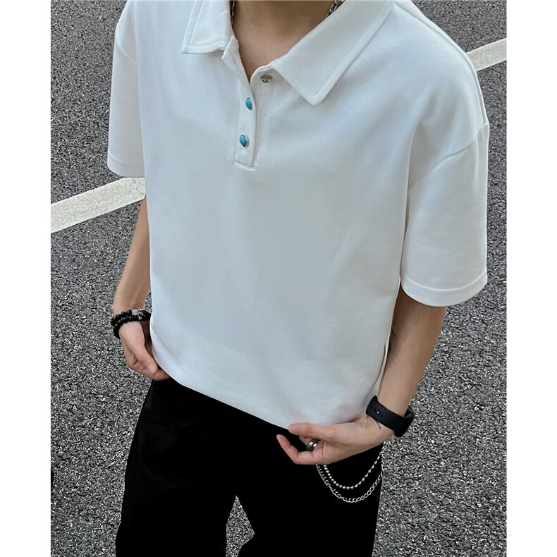 夏装新款绿松石扣子翻领重磅短袖T恤夏季男装半袖POLO衫S426特28,男装Polo衫,电商A233-1
