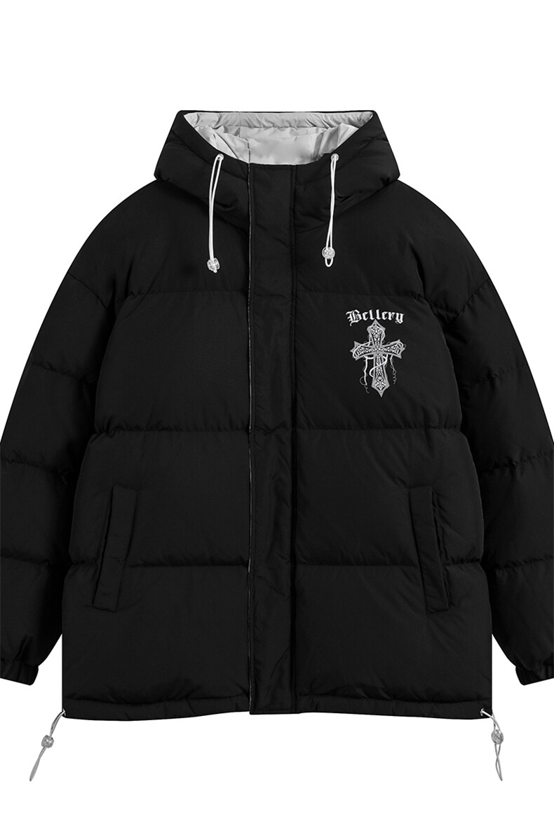 特批新款平铺十字架字母印花休闲连帽棉服A247-MY162特批85控138,男装棉衣,电商A247-1