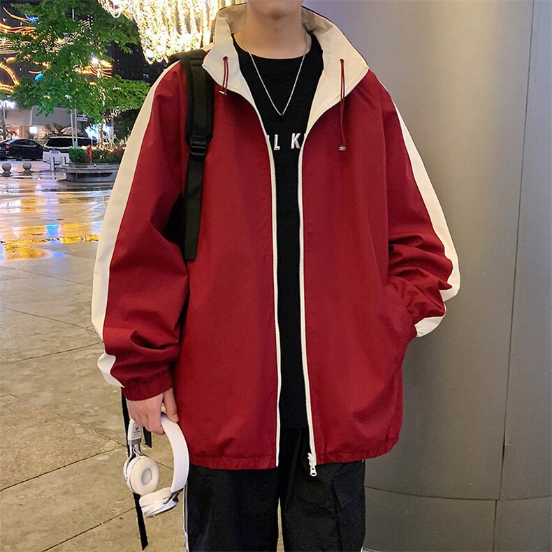 港风双面穿上衣夹克宽松落肩立领冲锋衣外套JK907P70,男装夹克,星座1204-3