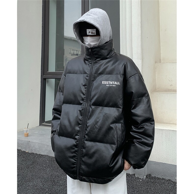特批户外时尚字母印花宽松立领PU皮棉服A247-MY84501 特批95控158图片