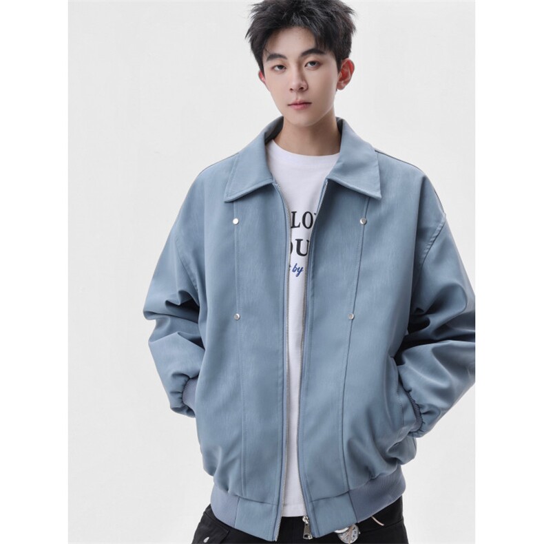 档口图美式翻领纹理感PU皮夹克皮衣机车服外套JK508-P70，男装夹克，星座1213