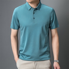 夏季男士潮流透气短袖上衣T恤中青年冰丝纯色翻领POLO衫P155，男装T恤，钱塘6003A(原)4033A
