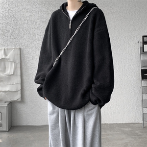 8XL-M毛衣男特大码宽松潮牌慵懒风痞帅连帽套头针织衫MY1509/P75图片