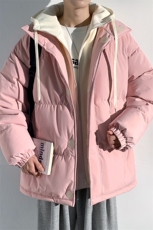 冬季青少年连帽假两件外套加绒加厚休闲简约棉衣棉服5303-P85，男装棉衣，电商B306