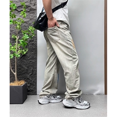 个性泼墨宽松阔腿牛仔裤男2026秋冬新款潮流痞帅高街直筒水洗长裤，男装牛仔裤，星座506A