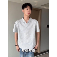 美式复古短袖t恤男女夏季新款潮牌宽松休闲百搭翻领polo衫上衣，男装T恤，星座506A