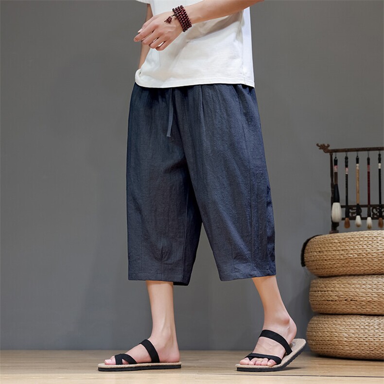 风亚麻70，棉30休闲七分裤Y99-P75图片