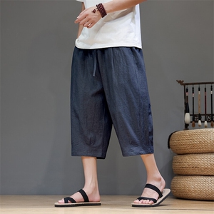 风亚麻70，棉30休闲七分裤Y99-P75图片
