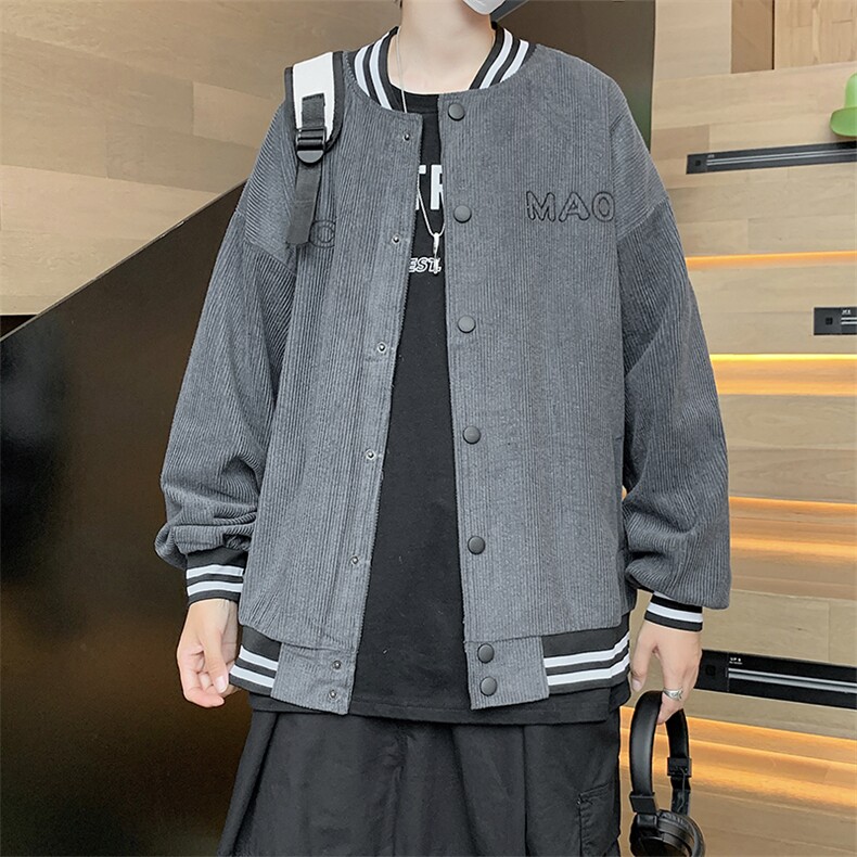秋冬新品宽松街头运动风口袋班服条纹开衫夹克外套男装W1506-P48,男装夹克,星座512-4