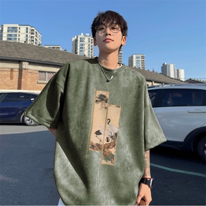 麂皮绒夏季新款抖音得物品质潮印花T恤djp309-特批23控39图片