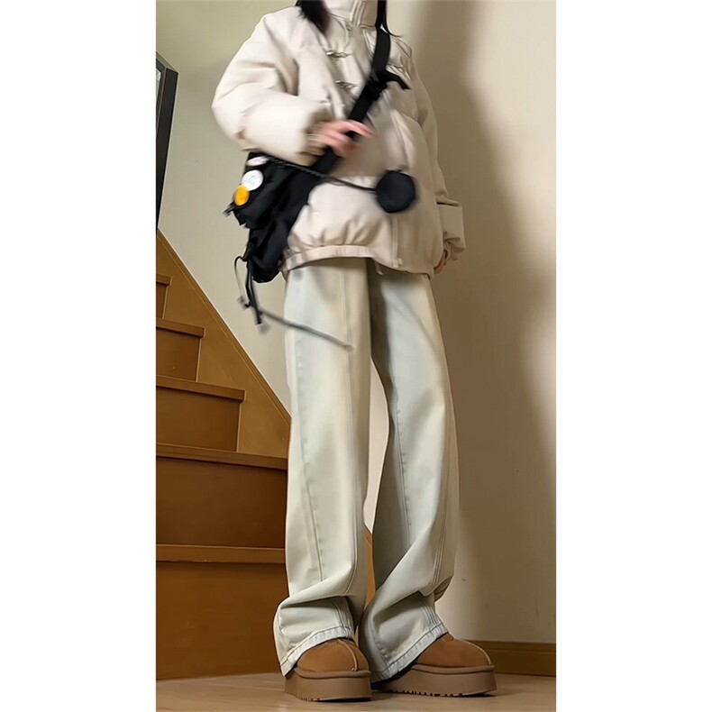 XZ213-DK2000-P55控68港风日系复古水洗拼接款阔腿拖地牛仔裤潮,男装牛仔裤,星座213
