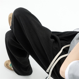 褶皱肌理感休闲裤男夏季冰丝薄款运动裤垂感直筒百搭长裤KZ044P50图片