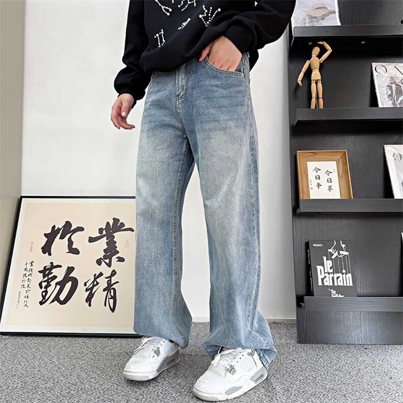 CK12/P68控98秋季中性风韩版松弛简约大气百搭舒适洗水牛仔裤图首,男装牛仔裤,星座305B-1