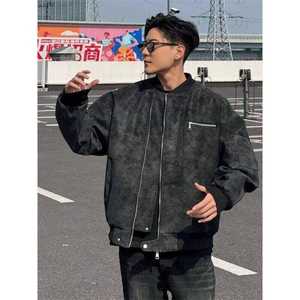 现货 得物 抖音品质 网图 春秋情侣外套皮夹克雾蓝 JK309图片
