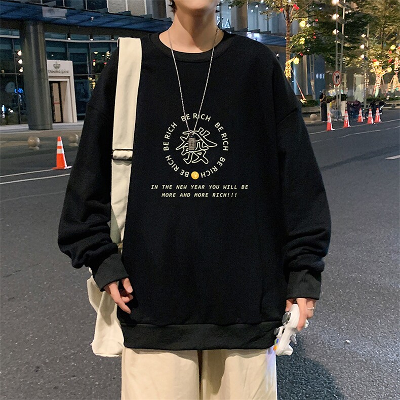 S6163-P28加绒款-P33秋季圆领卫衣男大码韩版宽松长袖外套,男装卫衣,电商A040