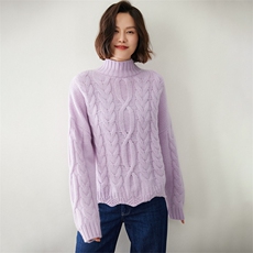 时尚麻花高领羊绒衫女士修身显瘦红色毛衣，女装羊绒衫，迎冬羊绒