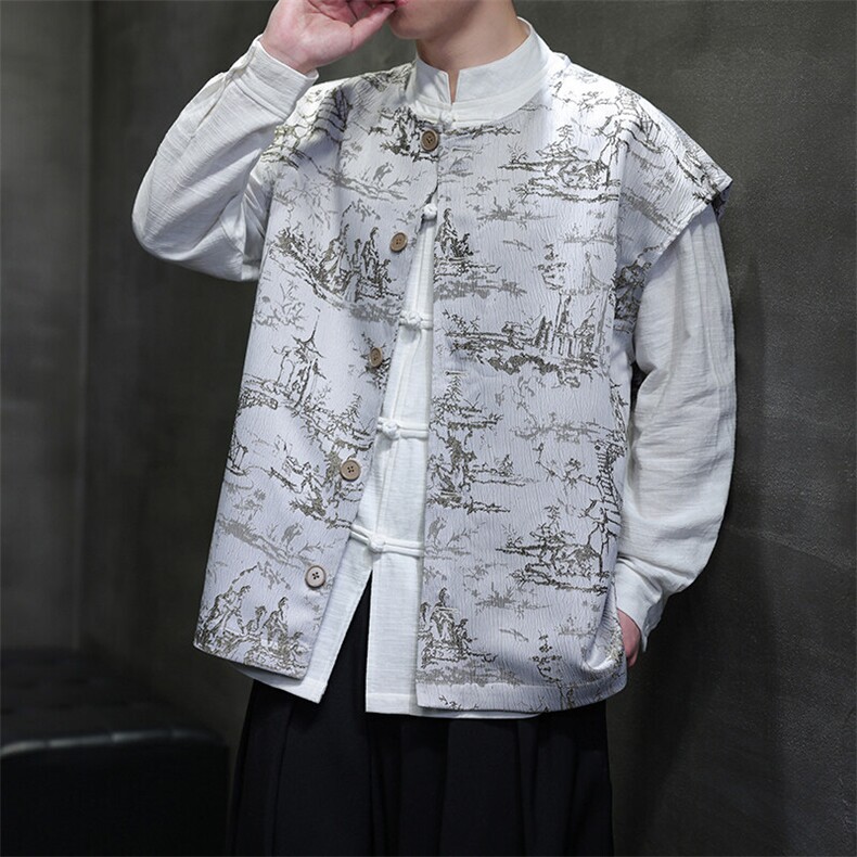 现货到店高品质新中式男士无袖马甲提花开衫A021-MJ01-P70控98,男装背心/马甲,电商A021
