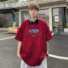 量大优供抖音视频支持得物配合二开美式满天星亮片短袖T恤MTX359，男装T恤，电商A486