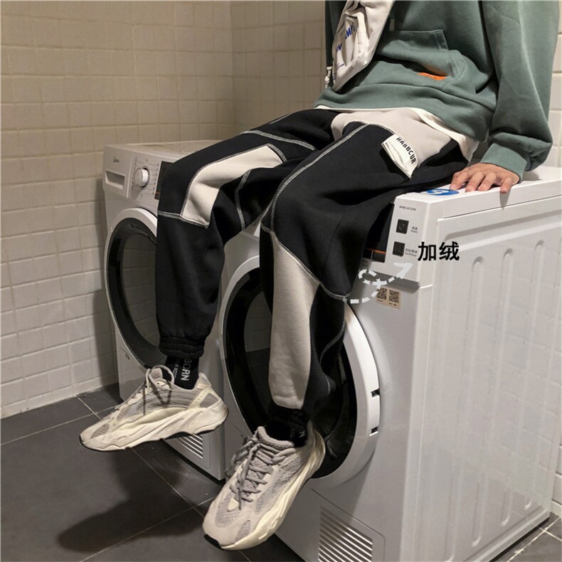 加绒加厚拼色休闲裤潮牌B342-K6329-P55控68图片