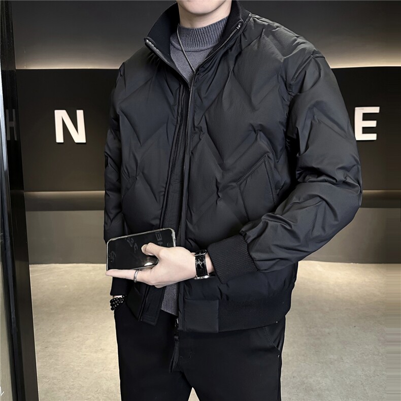 88151-P225M-3XL标50绒针织领立领短款羽绒服充绒量140-180g，男装羽绒服，电商B321-1