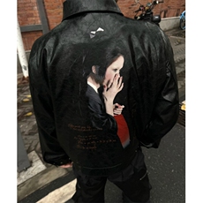 美式蜻蜓女人像油蜡皮夹克男春秋痞帅高级感cleanfit短款正肩外套，男装夹克，星座813-2