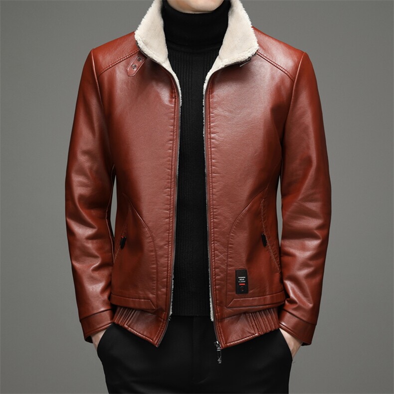 JMXA811男士冬季新款长袖PU皮皮衣加厚青年修身皮夹克外套P200，男装皮衣，电商B360