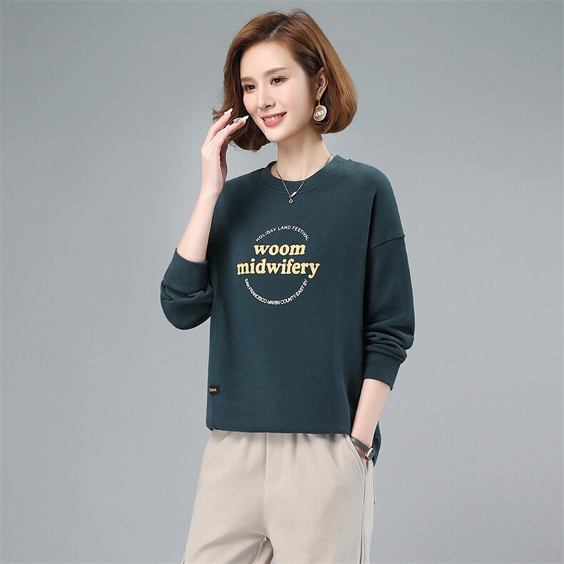 2023年秋季新款潮韩版休闲百搭套头圆领卫衣女长袖打底衫棉上衣服,女装卫衣/绒衫,简韵佳