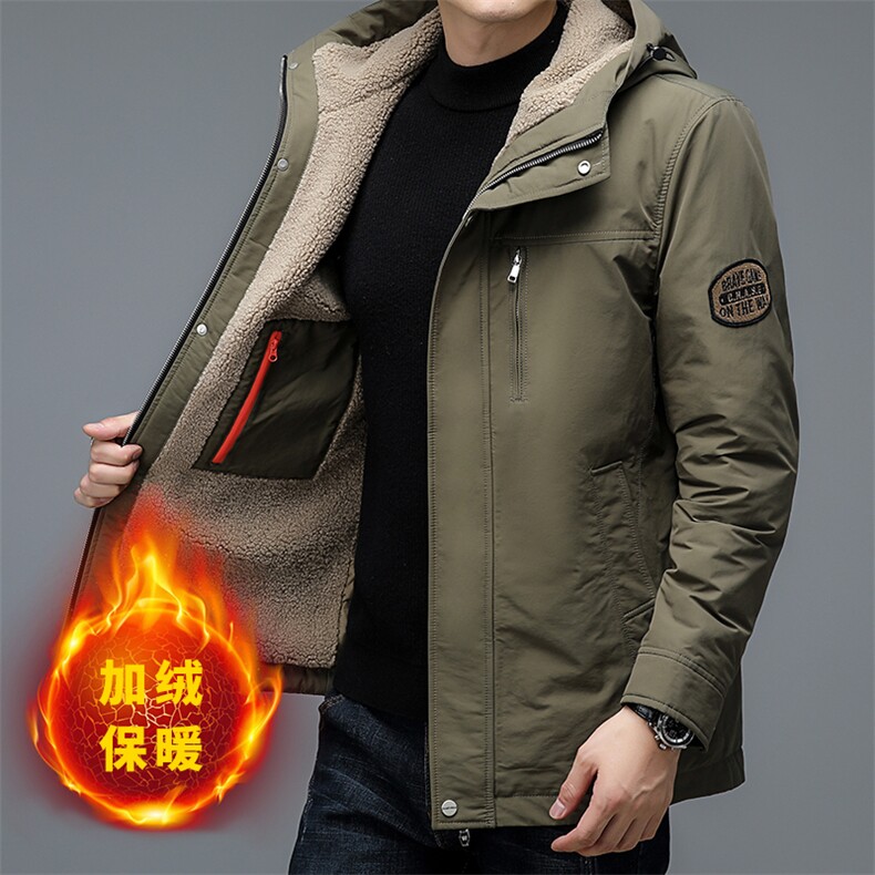 男士2023冬季新款商务休闲中年宽松羽绒服时尚纯色外套潮流男装图片
