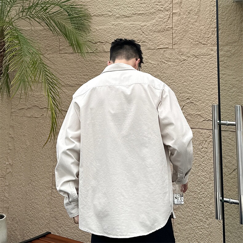 24春季纯色新款日系复古休闲衬衫917-125118P68,男装衬衫,星座917-1