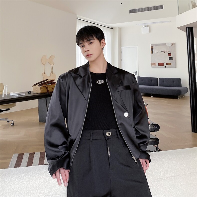春季新款潮牌飞行员西服夹克外套男短款小众设计感A345-232-P130,男装夹克,电商A345