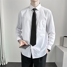 [006]衬衫男长袖宽松衬衣领带休闲青少年外套A079-CS2203-P25，男装衬衫，电商A079
