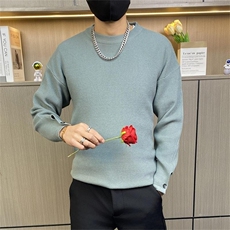 M825-P55秋冬新款圆领套头针织毛衣男士袖口开叉设计打底衫，男装针织衫/毛衣，电商D310B-1